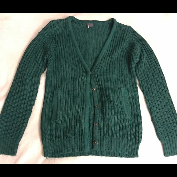 green button up cardigan
